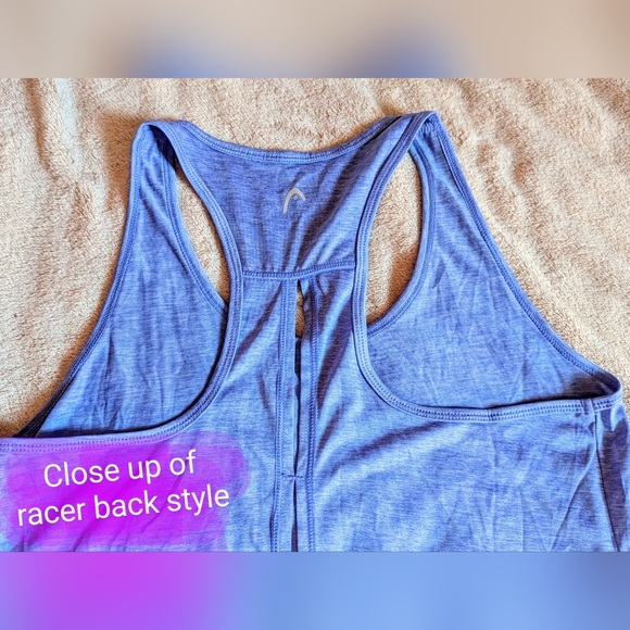 Size Med Head BNWT, racer back, heather light blue tank top - Picture 11 of 11